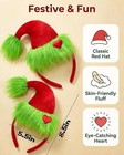 Christmas Green Furry Headband With Red Heart Adult Costume