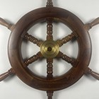 Vtg Handmade 20  Wooden Ship Wheel With Brass Center Helm Nautical Wall Decor