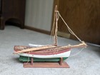 Hand Made Wooden 12  Model Of Boat  1940s
