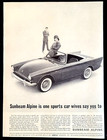 Sunbeam Alpine Convertible Original 1962 Vintage Print Ad