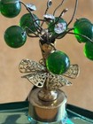 Rare Vintage Hand Cut Green Perfume Bottle  Beads  Stones  Believed To Be Irice