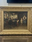19th Century Antique One Of Kind  European Academic Realism Oil Painting Signed