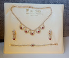 Vintage Original Jablonex Czech Crystal Red Jewelry Set Hand Made