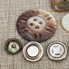 Antique Mop Button Lot Abalone Carved Metal Rim Shell Mixed Sizes 10pc Vintage