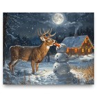 Christmas Buck Whitetail Deer Art Print Antlers Sheds Hunting Cabin Wall Decor