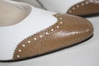 Di Romani Womens White Brown Wing Tip Leather High Heel Shoes Italy Sz 8 5n