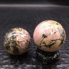 Natural Rhodonite Stone Crystal Ball Sphere free Stand Healing Decorat Reiki 1pc
