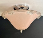 Vintage 1930   s-1940   s Art Deco Semi Flush Pink Glass Ceiling Light Fixture