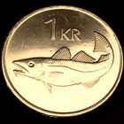 Iceland 1999 - 1 Krona Coin Magnetic Bu 21 5mm Km  27a -     Fish Coin    