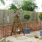 Outsunny Windmill Weathervane With Bottom Shelf Weather Vane  Stained Wood