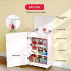 Wrapping Storage Cabinet  Rolling Gift Wrap Organizer Cart With Ribbon Holder   