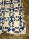 Homemade Wedding Ring Quilt  Machine Pieced quilted  95   x78     White blues
