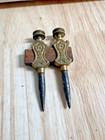 Lot Of 2 Antique Ornate Brass Trammel Points Woodworking And Drafting
