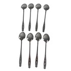 Set Of 8 Vintage Stainless Steel L Spoons Floral White Blue Inlay Design Korea