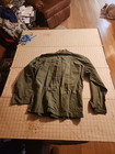 Vintage 50s Us Army Hbt Herringbone Twill Utility Shirt - Korean War See Measure
