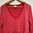 Deletta Top Women M Pink Orange Thermal Long Sleeve Tunic Waffle Knit Ruffle Hem