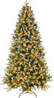 4-9ft Prelit Artificial Christmas Tree Snow Frosted With Pinecones   Red Berries