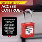 Red Key Different Safety Lockout Padlock W  Regular Steel Shackle Two Brass Keys