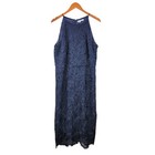 Chico s Lace Midi Dress Size 3 16 Xl Evening Party Long Navy Blue Career Womens