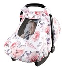 Baby Car Seat Cover Winter Warm Mink Fleece Pink Floral Canopy
