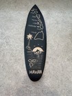 Hawaii Hand Carved Wood Wall Surfboard Sunset  Dolphin  Turtle Seascape 19 5   