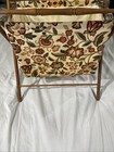 20    Tall Vintage Mcm Knitting Sewing  Yarn Caddy Basket Folding Wood Frame