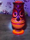 Vintage Viking Uv Reactive Amberina Glass Large Owl Fairy Lamp