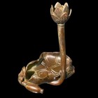 Chinese Old Bronze Collection Lotus Flower Incense Burner Figurine Home Decor