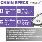 8  Chainsaw Chain Blade Fit Ryobi One 18v Pole Saw 3 8 lp 33dl 043 gauge