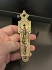 Antique Arts Craft Deco Victorian Cast Brass Thumb Latch Door Knob Back Plate