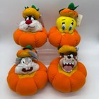 Warner Bros Looney Tunes Pumpkin Plush Halloween Taz Tweety Bugs Sylvester Vtg