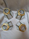 4 Vintage Brass   Beveled Glass Ceiling Fan Light Shade Globes 5    Octagonal 