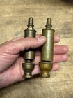 2 Antique Small Size Brass  Steam Whistle 5    Tall - Missouri Farm Auction Find