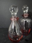 Vtg Set Of 3 Hand Blown Pink Perfume Bottles With Glass Stoppers 7  5 7 5 
