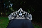 Cold Oval Gem Vintage Silver Crystal Tiara Bridal Crown Birthday Wedding