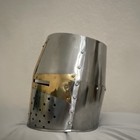 Medieval Style Metal Great Helm Helmet Padded Polished Silver Gold Black