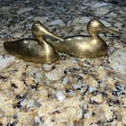 Pair Vintage Solid Brass Ducks india- Mid Century Figurines