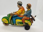 Nice Vintage 1950s Tin Litho Technofix  282 Vespa Scooter W  Driver   Passenger