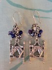 Horse Head  santa Ynez  Style Equestrian Bit Blue Glass Faceted Bead Earrings