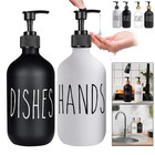 2pcs 500ml Refillable Soap Dispenser Set     Plastic   Bamboo Pump Bottles