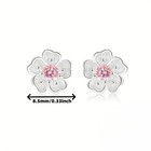 Women s Elegant Pink Rhinestone Ear Studs Cherry Blossom Small Earrings Copper