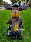 Moose With Solar Lantern Moose Garden Statue  Moose With Solar Light Figurine