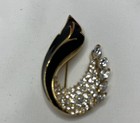 Vintage Crown Signed Trifari Brooch  Black Enamel Plus  Rhinestone   s rocking 