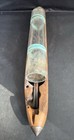 Vintage Wood Weaving Loom Bobbin Shuttle Boat 17     W  Metal Tips   Glass