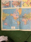 Vintage Hammonds Usa  World Wall Map Color Multiple Maps Poster