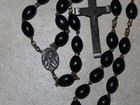 Vintage 30  Plastic Black Bead Habit Rosary Italy Jesus Mary Medal Wood Crucifix