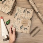  Kraft Christmas Wrapping Paper Roll  Mini Roll  17 In X 16 4 Ft Black Reindeer