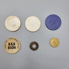 Vintage Assorted Tokens   Wooden Nickels Collectible Lot Of 6