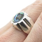 925 Sterling Silver Vintage Mexico Real Abalone Shell Modernist Ring Size 10 25