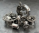 Pair Medusa Steel Double Flare Tunnels Plugs Snake Gorgo Gorgan Earlet Gauges